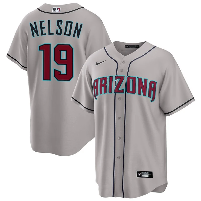 Ryne Nelson Men's Nike Gray Arizona Diamondbacks Road Custom Replica Jersey