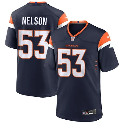 Garrett Nelson Men's Nike  Navy Denver Broncos Alternate Mile High Collection Custom Game Jersey