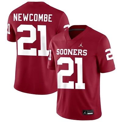 Jeremiah Newcombe Men's Jordan Brand Crimson Oklahoma Sooners NIL Pick-A-Player Football Replica Jersey