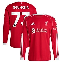 Rio Ngumoha Men's adidas  Red Liverpool 2025/26 Home Custom Replica Long Sleeve Jersey