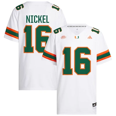 Luke Nickel Men's adidas  White Miami Hurricanes NIL Pick-A-Player White Premier Football Jersey