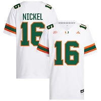 Luke Nickel Men's adidas  White Miami Hurricanes NIL Pick-A-Player White Premier Football Jersey