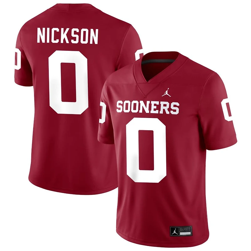 CJ Nickson Men's Jordan Brand Crimson Oklahoma Sooners NIL Pick-A-Player Football Replica Jersey