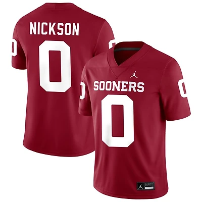CJ Nickson Men's Jordan Brand Crimson Oklahoma Sooners NIL Pick-A-Player Football Replica Jersey
