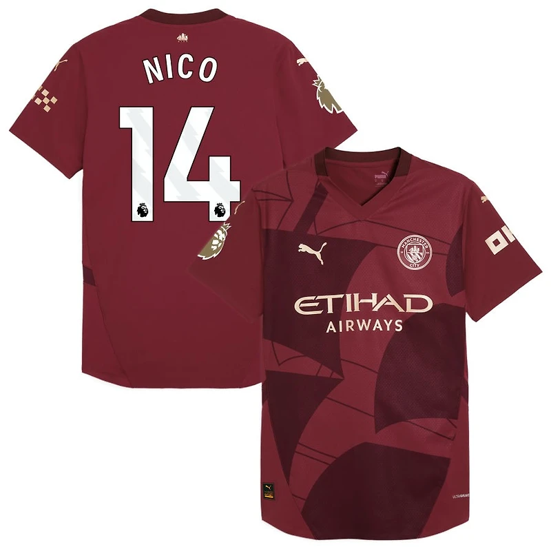 Nico Gonzalez Nico Men's Puma  Burgundy Manchester City 2024/25 Third Authentic Custom Jersey