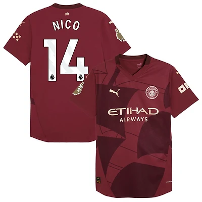 Nico Gonzalez Nico Men's Puma  Burgundy Manchester City 2024/25 Third Authentic Custom Jersey