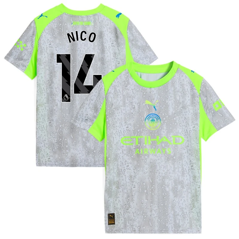 Nico Gonzalez Nico Youth Puma Green/Neon Green Manchester City 2025/26 Third Replica Custom Jersey