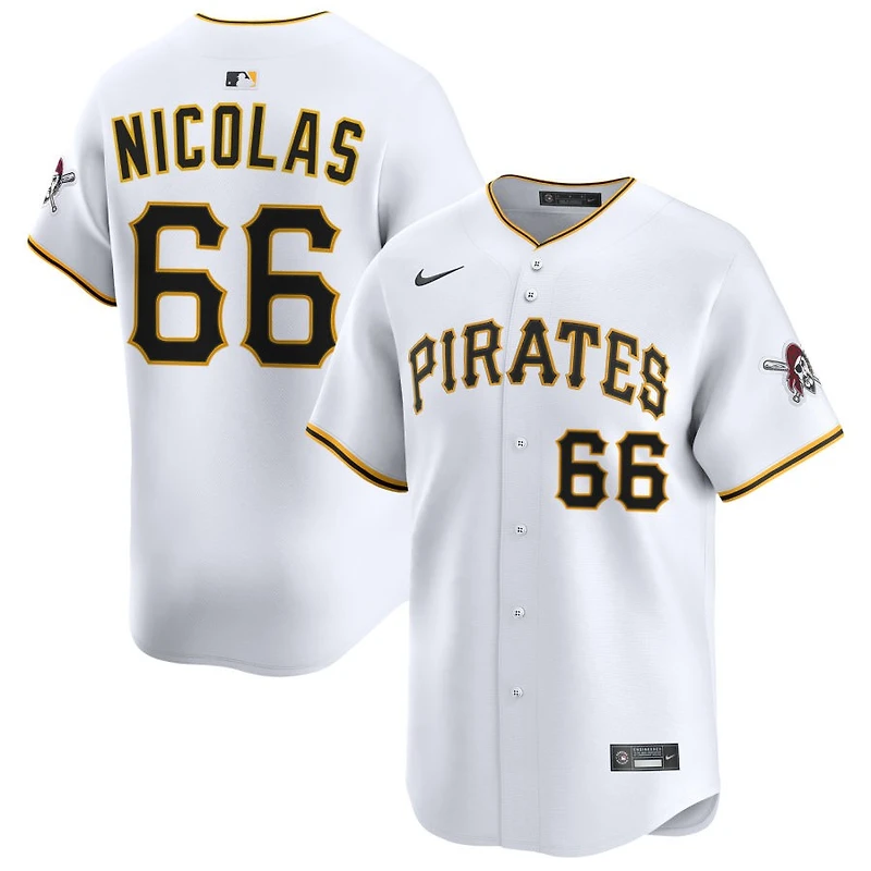 Kyle Nicolas Men's Nike White Pittsburgh Pirates Home Limited Custom Jersey