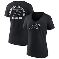 Women's Black Carolina Panthers Personalized Name & Number Monochrome V-Neck T-Shirt
