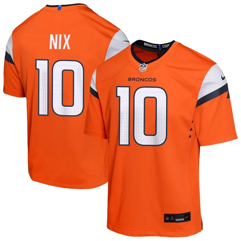 Bo Nix Youth Nike  Orange Denver Broncos Mile High Collection Custom Game Jersey