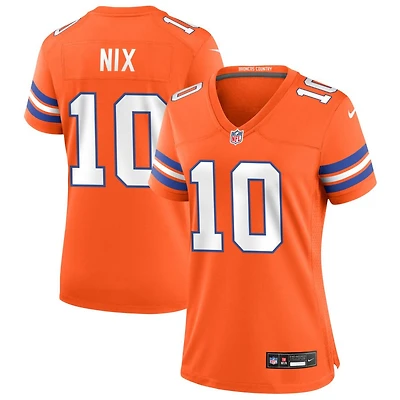 Bo Nix Women's Nike Orange Denver Broncos Mile High Collection 1977 Throwback Custom Game Jersey