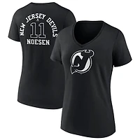 Women's Black New Jersey Devils Personalized Name & Number Monochrome V-Neck T-Shirt