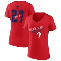 Women's Red Philadelphia Phillies Hustle Personalized Name & Number V-Neck T-Shirt