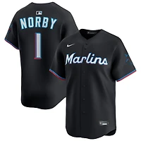 Connor Norby Men's Nike Black Miami Marlins Alternate Limited Custom Jersey