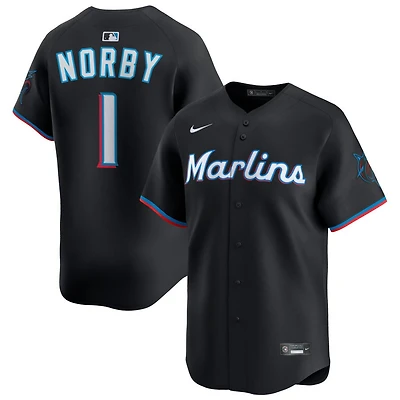 Connor Norby Men's Nike Black Miami Marlins Alternate Limited Custom Jersey