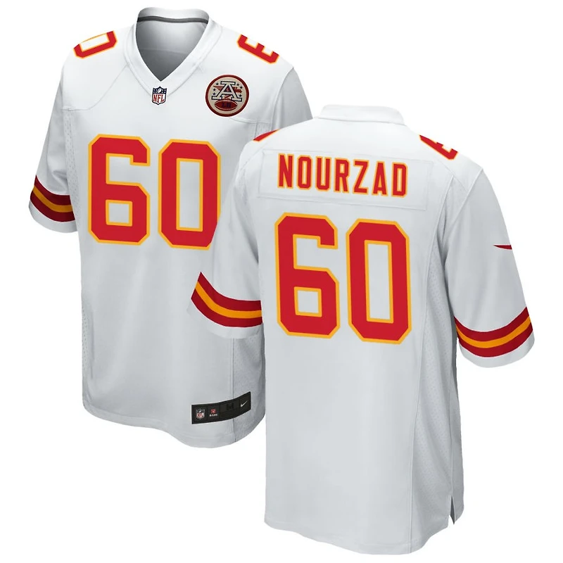 Hunter Nourzad Men's Nike White Kansas City Chiefs Custom Game Jersey
