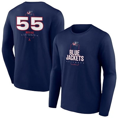 Men's Navy Columbus Blue Jackets Personalized Name & Number Midfielder Long Sleeve T-Shirt