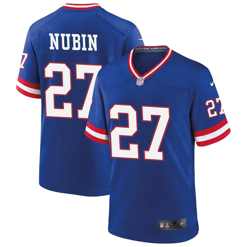 Tyler Nubin Men's Nike Royal New York Giants Classic Custom Game Jersey