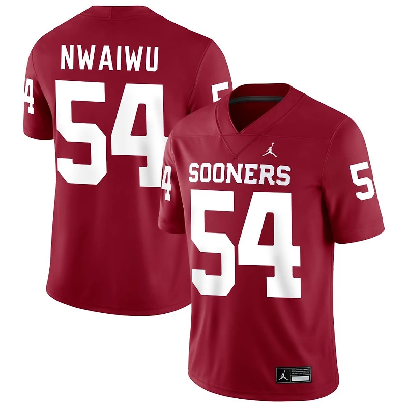 Febechi Nwaiwu Men's Jordan Brand Crimson Oklahoma Sooners NIL Pick-A-Player Football Replica Jersey