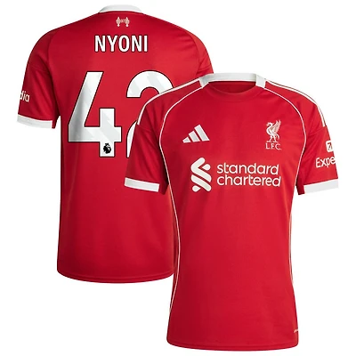 Trey Nyoni Men's adidas  Red Liverpool 2025/26 Home Custom Replica Jersey
