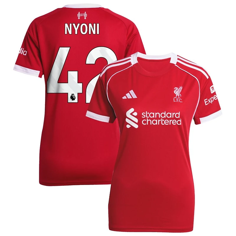 Trey Nyoni Women's adidas  Red Liverpool 2025/26 Home Custom Replica Jersey