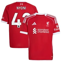Trey Nyoni Youth adidas  Red Liverpool 2025/26 Home Custom Replica Jersey