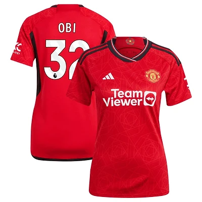 Chido Obi Women's adidas  Red Manchester United 2023/24 Home Replica Custom Jersey