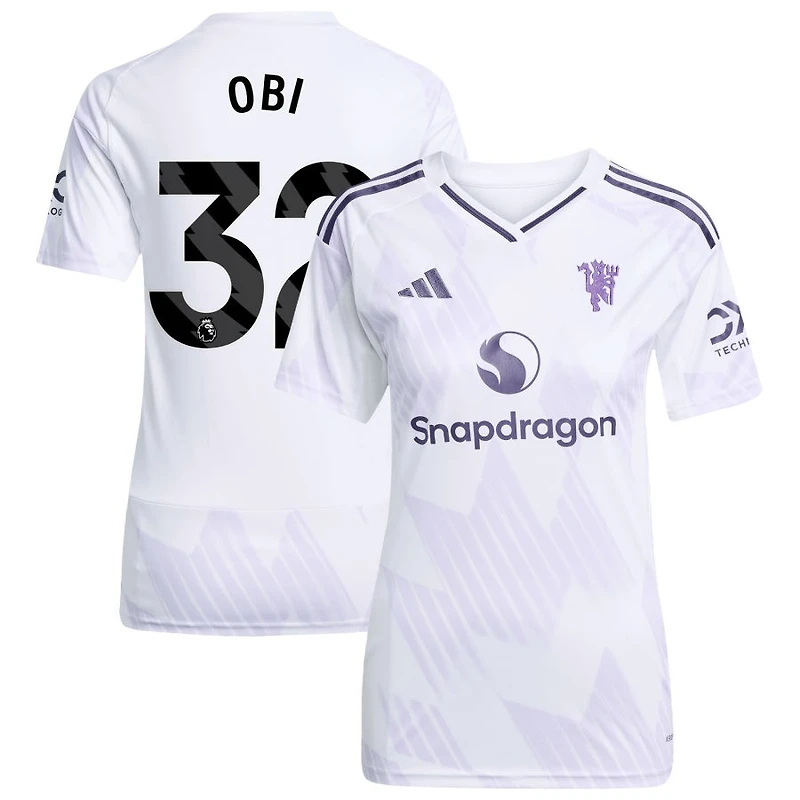 Chido Obi Women's adidas White Manchester United 2025/26 Away Replica Custom Jersey