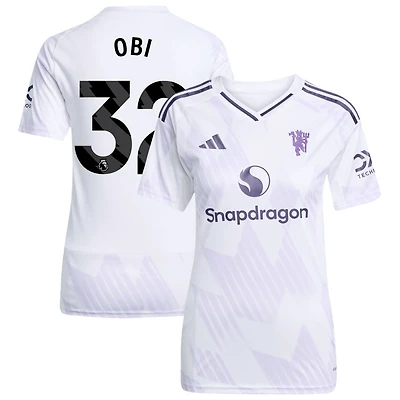 Chido Obi Women's adidas White Manchester United 2025/26 Away Replica Custom Jersey