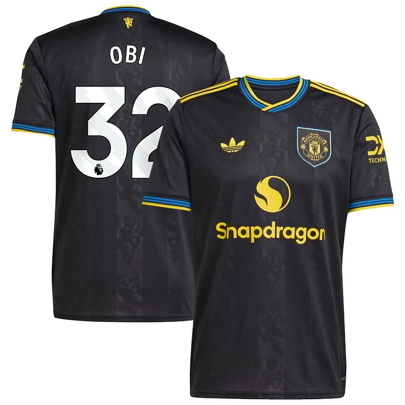 Chido Obi Men's adidas Black Manchester United 2025/26 Third Replica Custom Jersey