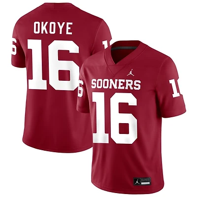 Danny Okoye Men's Jordan Brand Crimson Oklahoma Sooners NIL Pick-A-Player Football Replica Jersey