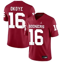 Danny Okoye Men's Jordan Brand Crimson Oklahoma Sooners NIL Pick-A-Player Football Replica Jersey