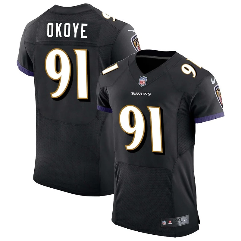 C.J. Okoye Men's Nike Black Baltimore Ravens Speed Machine Elite Custom Jersey
