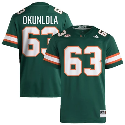 Samson Okunlola Men's adidas  Green Miami Hurricanes NIL Pick-A-Player Alternate Premier Football Jersey
