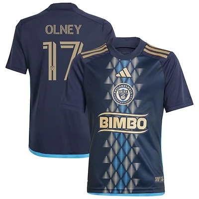CJ Olney Youth adidas  Navy Philadelphia Union 2024 The XV Kit Replica Custom Jersey