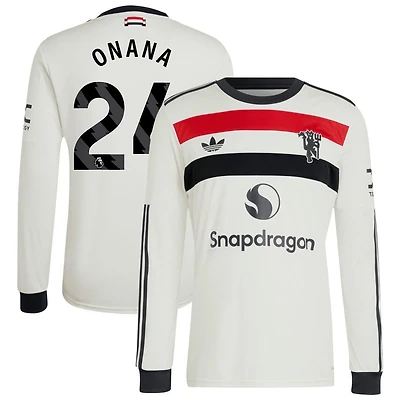 Andre Onana Men's adidas Originals  Cream Manchester United 2024/25 Third Custom Replica Long Sleeve Jersey