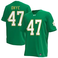 Jason Onye Men's Under Armour Kelly Green Notre Dame Fighting Irish Alternate NIL Pick-A-Player Replica Football Jersey