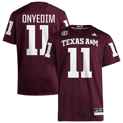 Tyler Onyedim Men's adidas  Maroon Texas A&M Aggies NIL Pick-A-Player Home Premier Football Jersey