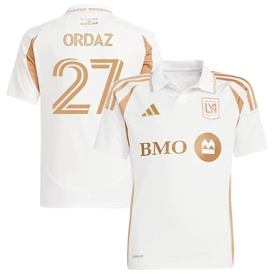 Nathan Ordaz Youth adidas  White LAFC 2025 Secondary Replica Custom Jersey