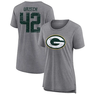 Women's Gray Green Bay Packers Heritage Custom Name & Number Tri-Blend T-Shirt