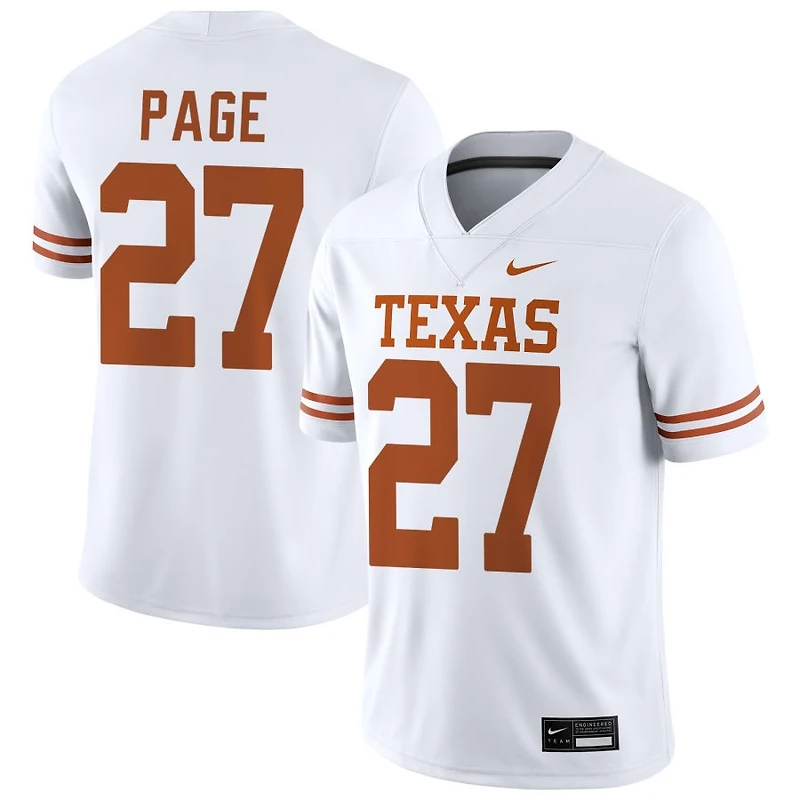 Colin Page Men's Nike White Texas Longhorns NIL Pick-A-Player Game Jersey