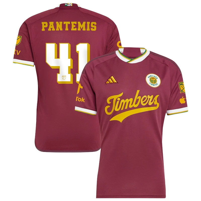 James Pantemis Men's adidas  Red Portland Timbers 2024 Archive Custom Authentic Jersey