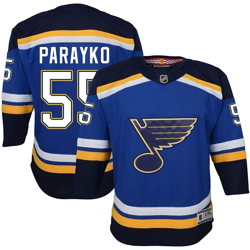 Colton Parayko Youth Blue St. Louis Blues Home Premier Custom Jersey