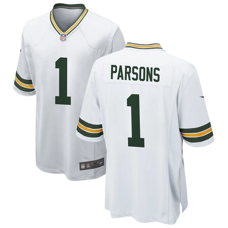 Micah Parsons Men's Nike White Green Bay Packers Custom Game Jersey