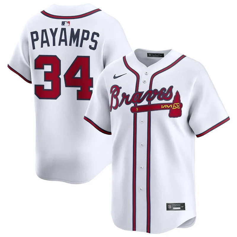 Joel Payamps Men's Nike White Atlanta Braves Home Limited Custom Jersey
