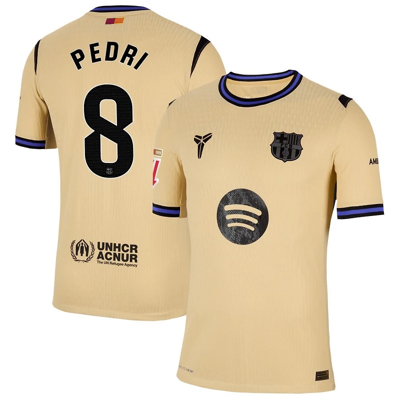 Pedri Pedri Men's Nike  Gold Barcelona 2025/26 Away Match Authentic Custom Jersey