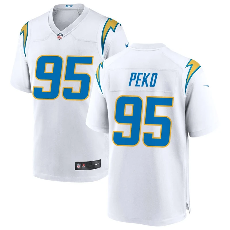 Kyle Peko Men's Nike White Los Angeles Chargers Custom Game Jersey