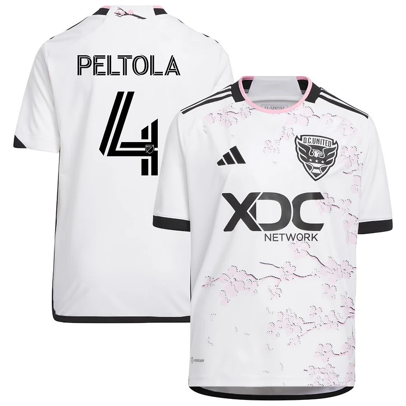 Matti Peltola Youth adidas White D.C. United 2023 The Cherry Blossom Kit Replica Custom Jersey