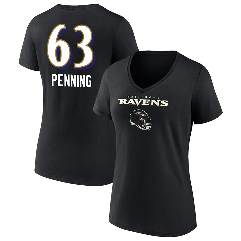 Women's Black Baltimore Ravens Personalized Name & Number Team Wordmark V-Neck T-Shirt