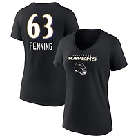 Women's Black Baltimore Ravens Personalized Name & Number Team Wordmark V-Neck T-Shirt